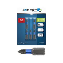 Trieciena skrūvgrieža uzgalis PH1, 25mm, S2, 5gab.