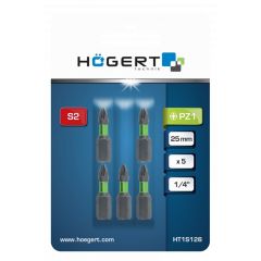 Trieciena skrūvgrieža uzgalis PZ1, 25mm, S2, 5gab.