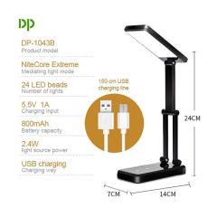 G.l.-DP 1043B 2.4W LED 6000K 200lm melna lādējama