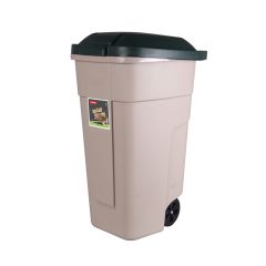 Atkritumu tvertne uz riteņiem 110L bēš/zaļ