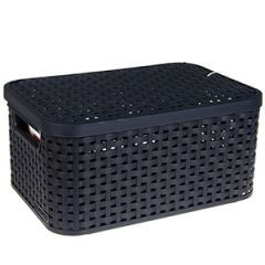 Kaste ar vāku Style Rattan S tumši pelēka 29x20x14cm