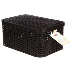 Kaste ar vāku Style Rattan S tumši brūna 29x20x14cm