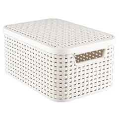 Kaste ar vāku Style Rattan S krēmkrāsas 29x20x14cm