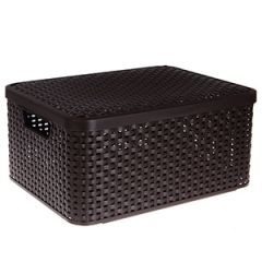 Kaste ar vāku Style Rattan M tumši brūna 40x29x19cm