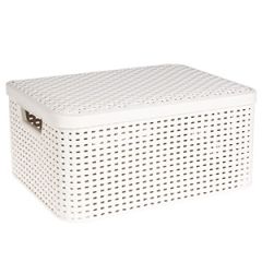 Kaste ar vāku Style Rattan M krēmkrāsas 40x29x19cm