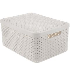 Kaste ar vāku Style Rattan M gaiši pelēka 40x29x19cm