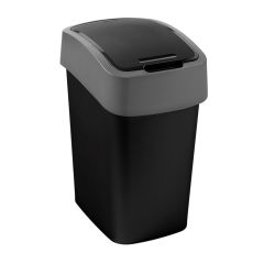 Atkritumu tvertne Curver Flip Bin 9l melns, sudraba