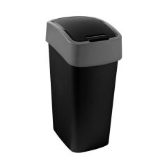 Atkritumu tvertne Curver Flip Bin 45l melns, sudraba