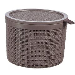 Grozs ar vāku Jute apaļš 2L Ø17x13cm violeti-brūns