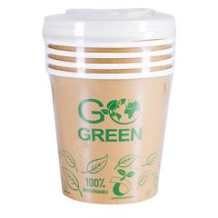 Vienreizliet. Trauki ar vāciņu Go Green 700ml 5gab.