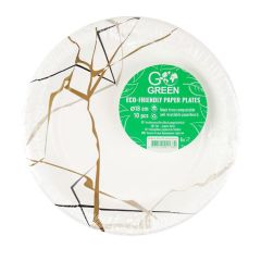 Papīra šķīvji Marble Go Green d18cm 10gab.