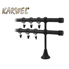 Aizkaru stanga dubulta melna Victoria FI19 1.6m