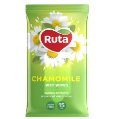 Mitrās salvetes Ruta Selecta ar kumelīšu ekstraktu 15 gab