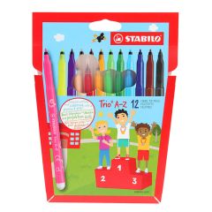 Flomasteri Stabilo Trio A-Z 12-krāsas