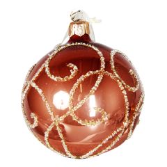 Eglīšu bumba ar ornamentu d8cm rozā