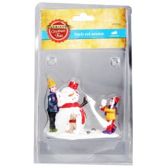 Dekors Sniegavīs un bērni 6x9.5x7.1cm keramikas