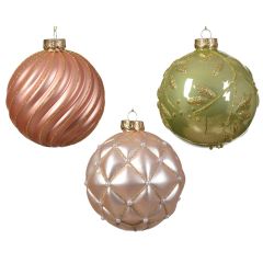 Egļu bumba ar ornamentu d10cm asorti