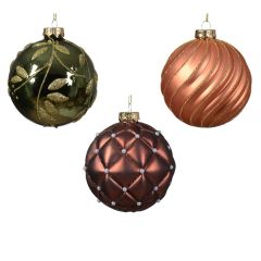 Egļu bumba ar ornamentu d10cm asorti