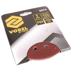 Slīpripu kmpl. D125mm,P60,5gab.,ar caur.