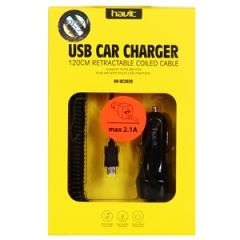 Auto lādētājs USB+microB 2.1A