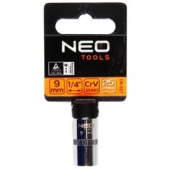 Seškanšu galviņa 9mm, 1/4''