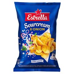 Čipsi Estrella ar lauku krējuma un sīpolu garšu 130g