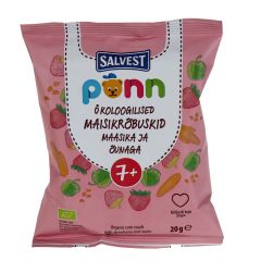 Čipsi Ponn Organic kukurūzas zemeņu, ābolu 20g