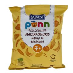 Čipsi Ponn Organic kukurūzas mango, banānu 20g