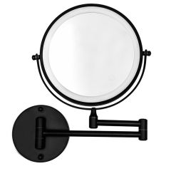 Spogulis sienas LED Sophia, d15.5 cm, melns