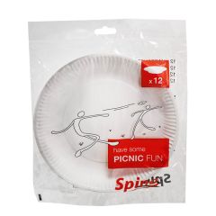 Šķīvji 23cm, kartona, balti 12 gab./pac. Spino