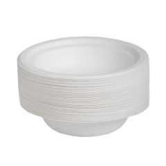 Šķīvji zupai cukurniedru 400ml balti, apaļi 50gab.