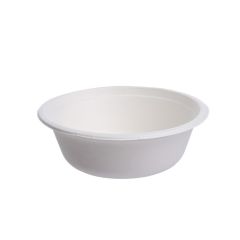 Šķīvji zupai cukurniedru 500ml balti, apaļi 50gab.