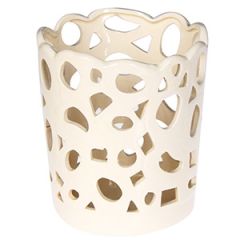 Puķu pods caurumots, bēšs