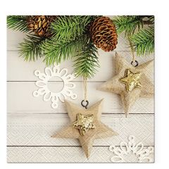 Salvetes 33x33cm Rotājumi X-Mas, bēšas