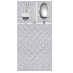 Salvetes ar kabatu galda piederumiem 16.gab.  pelēkas