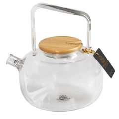 Tējkanna stikla ar koka vāciņu 1l