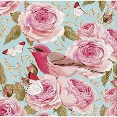 Salvetes 33x33cm English Roses Bird