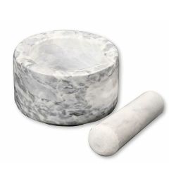 Piesta ar miezeri d13xh8cm pulēts, balts marmors