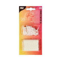 Tortes svecītes ar turētājiem, baltas 24gab.