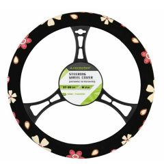 Stūres apvalks B2-13, M melns ar ziediem