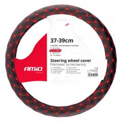 Stūres apvalks 37-39cm melns ar sarkanām rūtīm