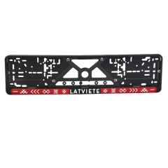 Auto numura turētājs plastm.melns Latviete ar baltu zīmēm