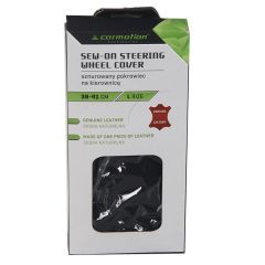 Stūres apvalks no dabīgās ādas 39-41 cm melns