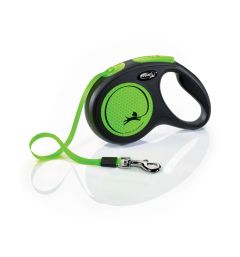 Pavada flexi Neon M 5m green suņiem