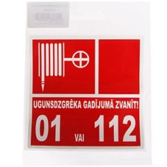 Uzlīme ''Ugunsdzēsības krāns+nr.+tel.'' 10x10