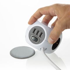 Pagarinātājs CUBE 3-viet. +USB+indukt.lād.