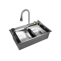 Tērauda virtuves izlietnes komplekts  WISENT,75x46cm,satīns