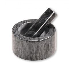 Piesta ar miezeri d13xh8cm pulēts marmors, pelēks