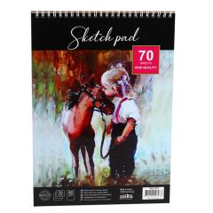 Albums skiču A4, 70 lapas, 80g/m2 gluds papīrs, ar spirāli