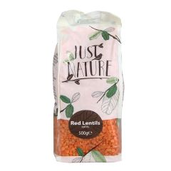 Lēcas Just Nature sarkanās šķeltās 500g